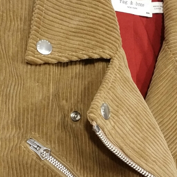 Rag Bone Medium Mercer Camel Corduroy Moto Jacket - Picture 5 of 8